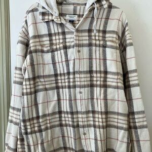American Eagle Outfitters Plaid Hooded Flannel